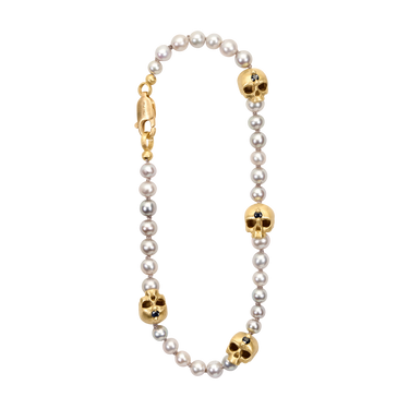 Grey Pearl Hopes & Dreams Skull Bracelet - Made to Order